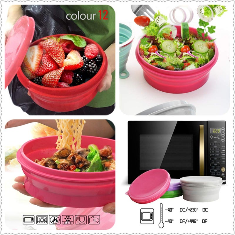 IYYI Silicone Collapsible Bowl with Lid 800ML Folding Travel Bowl for Camping, Hiking, Heat Resistant ME.FAM Expandable Bowl (Gray) - Image 3